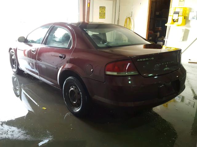 1C3EL46X72N184243 - 2002 CHRYSLER SEBRING LX MAROON photo 3