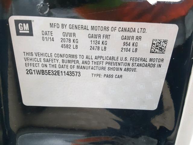 2G1WB5E32E1143573 - 2014 CHEVROLET IMPALA LIM BLACK photo 10