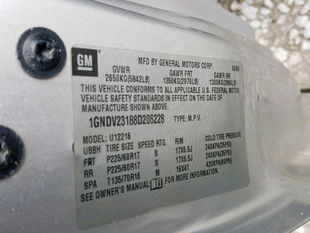 1GNDV23L16D102548 - 2006 CHEVROLET UPLANDER L GRAY photo 10