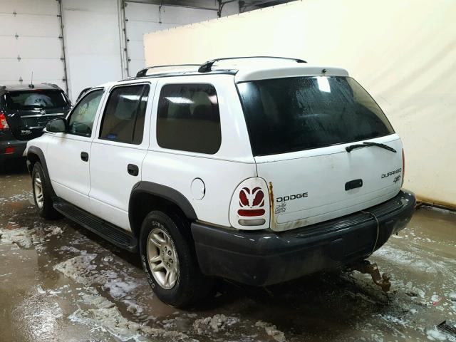 1D4HR38NX3F614729 - 2003 DODGE DURANGO SP WHITE photo 3