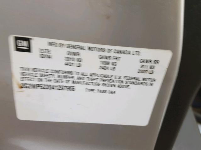 2G2WP522041297965 - 2004 PONTIAC GRAND PRIX Күміс фото 10