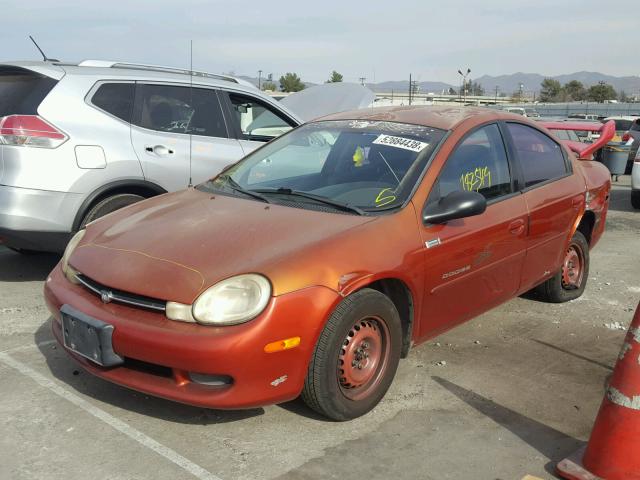 1B3ES46C01D171786 - 2001 DODGE NEON SE ORANGE photo 2