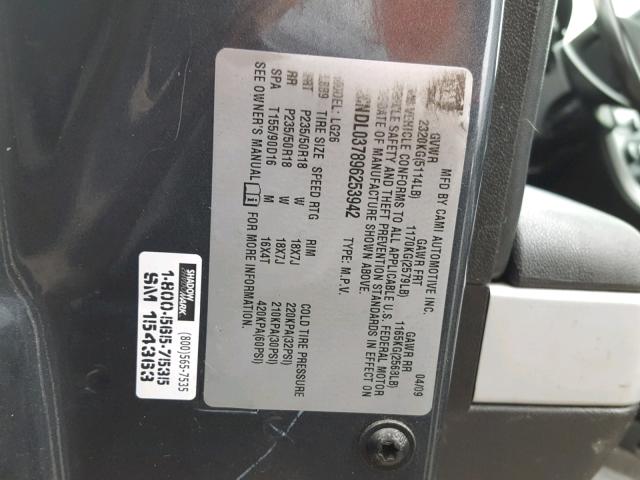 2CNDL037896253942 - 2009 CHEVROLET EQUINOX SP BLACK photo 10