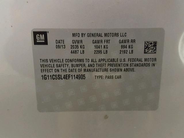 1G11C5SL4EF114905 - 2014 CHEVROLET MALIBU 1LT SILVER photo 10