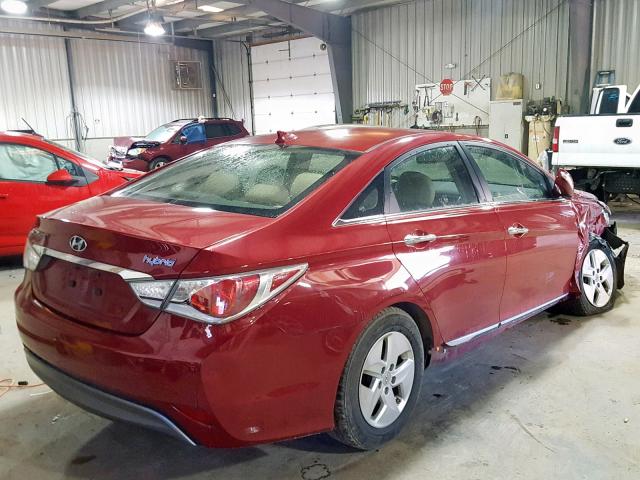 KMHEC4A4XCA039128 - 2012 HYUNDAI SONATA HYB RED photo 4