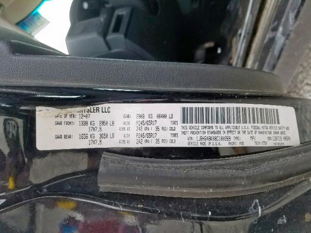 1J8HG48K08C180269 - 2008 JEEP COMMANDER შავი ფოტო 10