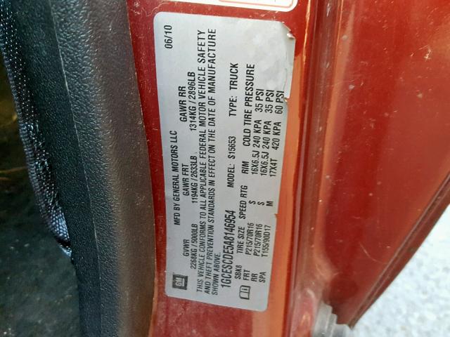 1GCESCDE5A8146954 - 2010 CHEVROLET COLORADO L RED photo 10