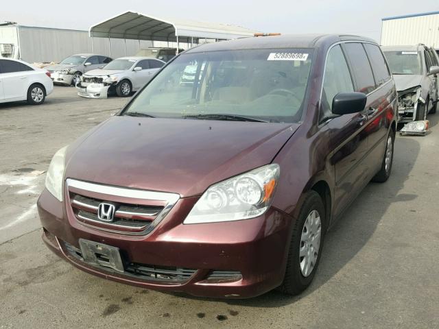 5FNRL38247B107313 - 2007 HONDA ODYSSEY LX BURGUNDY photo 2