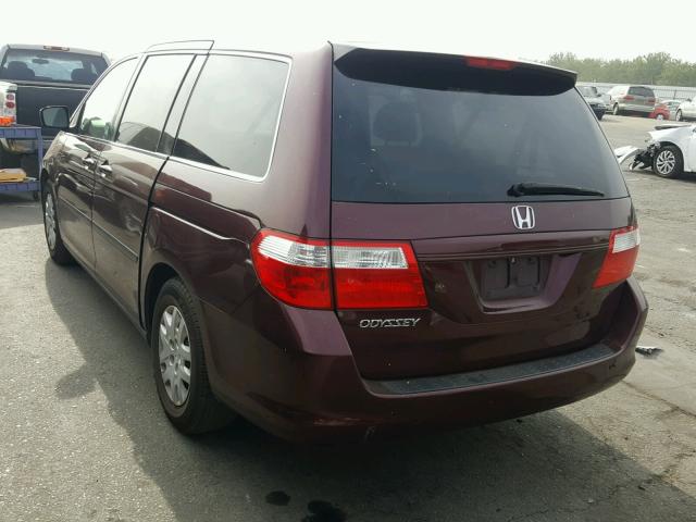 5FNRL38247B107313 - 2007 HONDA ODYSSEY LX BURGUNDY photo 3