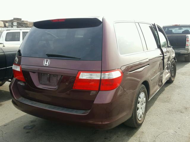 5FNRL38247B107313 - 2007 HONDA ODYSSEY LX BURGUNDY photo 4