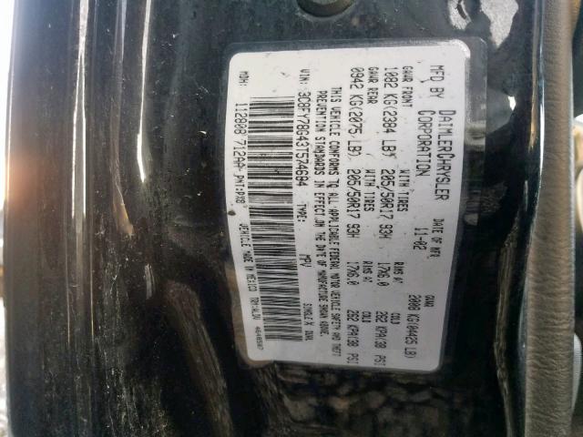 3C8FY78G43T574684 - 2003 CHRYSLER PT CRUISER BLACK photo 10