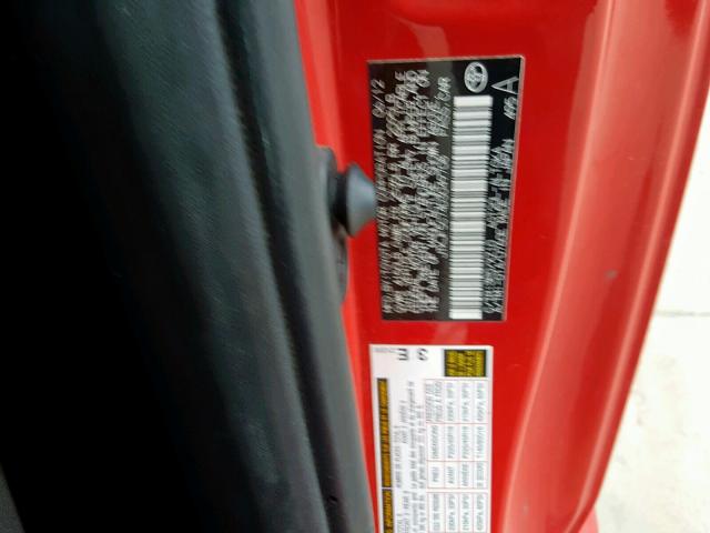 JTKJF5C74D3049708 - 2013 TOYOTA SCION TC წითელი ფოტო 10