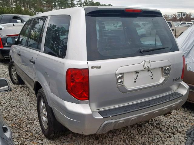 2HKYF18135H553806 - 2005 HONDA PILOT LX SILVER photo 3