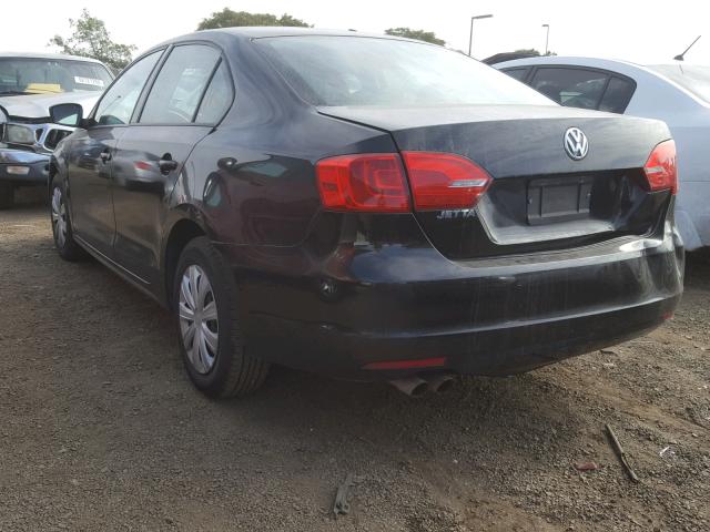 3VW1K7AJ0BM029364 - 2011 VOLKSWAGEN JETTA BASE BLACK photo 3