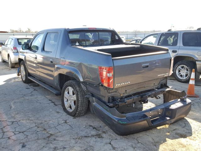 5FPYK1F5XAB009353 - 2010 HONDA RIDGELINE GRAY photo 3