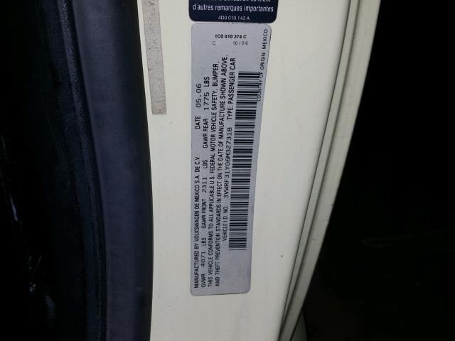 3VWRF31Y06M327318 - 2006 VOLKSWAGEN NEW BEETLE Sarı foto 10