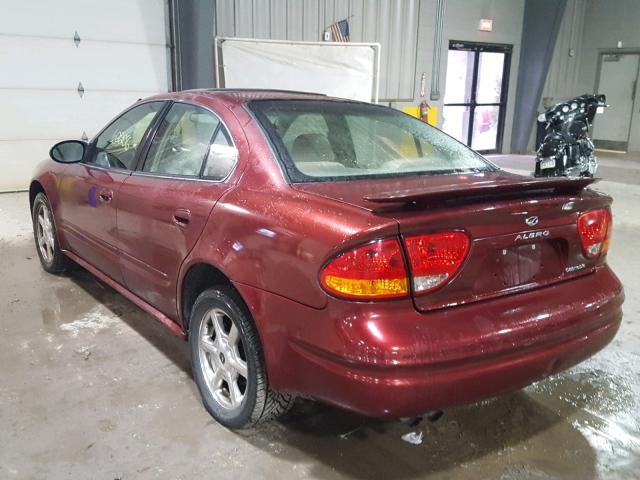 1G3NF52EX3C236751 - 2003 OLDSMOBILE ALERO GLS RED photo 3