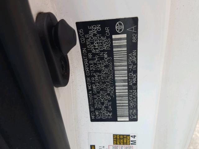 JTKDE177350046613 - 2005 TOYOTA SCION TC 白色 照片 10