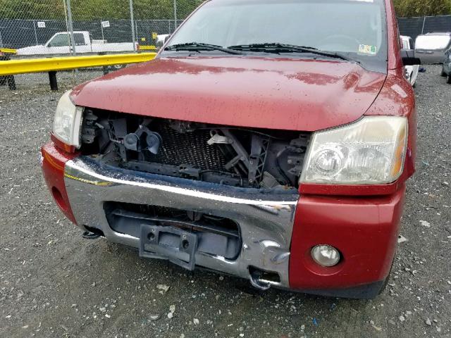 5N1AA08B75N704192 - 2005 NISSAN ARMADA SE RED photo 9