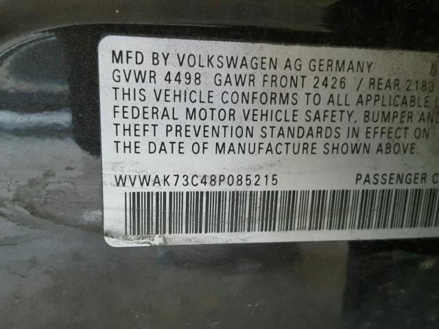 WVWAK73C48P085215 - 2008 VOLKSWAGEN PASSAT KOM GRAY photo 10