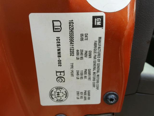 1G2ZH558964112202 - 2006 PONTIAC G6 GT ORANGE photo 10