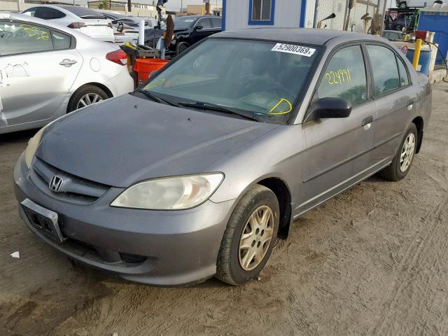 1HGES16315L009885 - 2005 HONDA CIVIC DX V GRAY photo 2