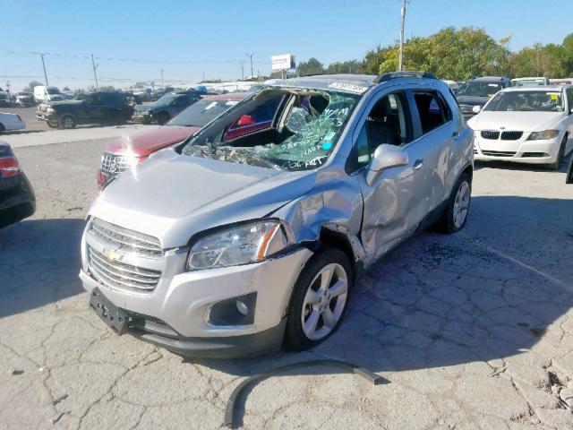 3GNCJNSB0FL231733 - 2015 CHEVROLET TRAX LTZ SILVER photo 2