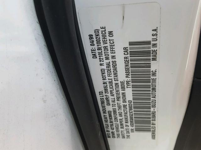 4S3BG6852X7660243 - 1999 SUBARU LEGACY OUT WHITE photo 10