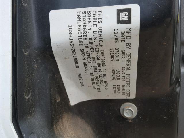 1G8AJ55F26Z160018 - 2006 SATURN ION LEVEL WHITE photo 10