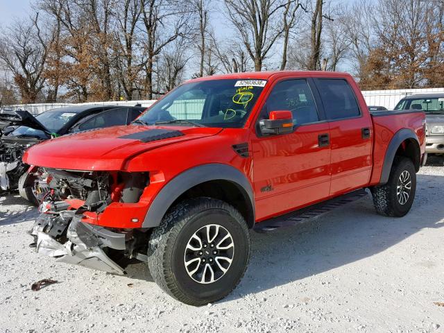 1FTFW1R60EFD09977 - 2014 FORD F150 SVT R RED photo 2