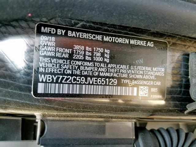WBY7Z2C59JVE65129 - 2018 BMW I3 BEV WHITE photo 10