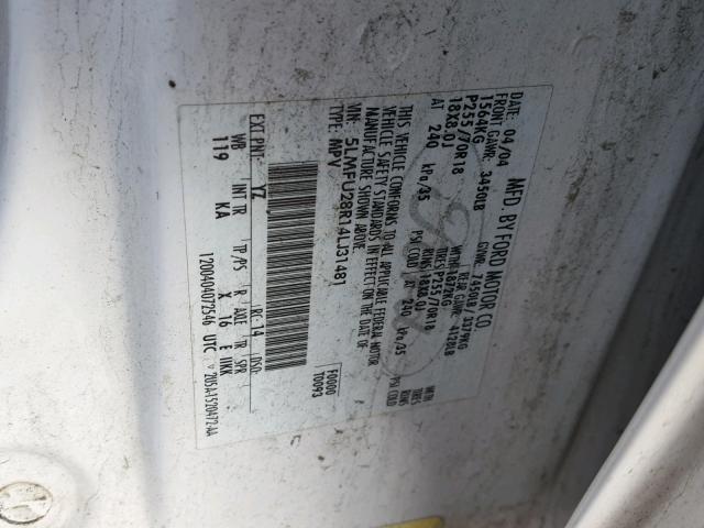 5LMFU28R14LJ31481 - 2004 LINCOLN NAVIGATOR Ақ фото 10