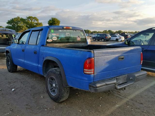 1D7HL48N94S703985 - 2004 DODGE DAKOTA QUA BLUE photo 3