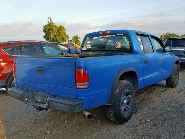 1D7HL48N94S703985 - 2004 DODGE DAKOTA QUA BLUE photo 4