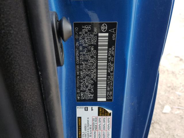 JTKDE3B79A0314139 - 2010 TOYOTA SCION TC ლურჯი ფოტო 10