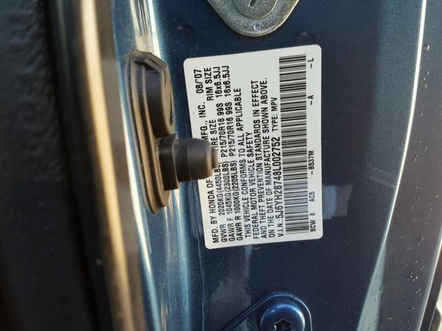 5J6YH28748L002752 - 2008 HONDA ELEMENT EX BLUE photo 10