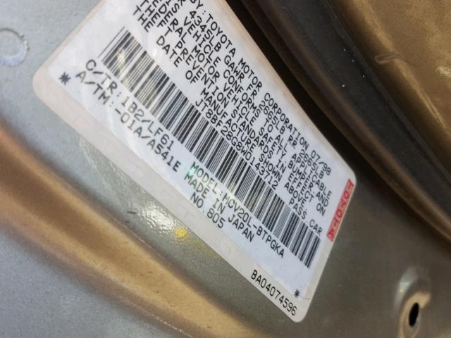 JT8BF28G8W0143712 - 1998 LEXUS ES 300 GRAY photo 10