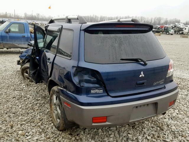 JA4LZ41G63U074133 - 2003 MITSUBISHI OUTLANDER BLUE photo 3