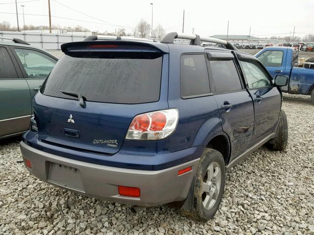 JA4LZ41G63U074133 - 2003 MITSUBISHI OUTLANDER BLUE photo 4