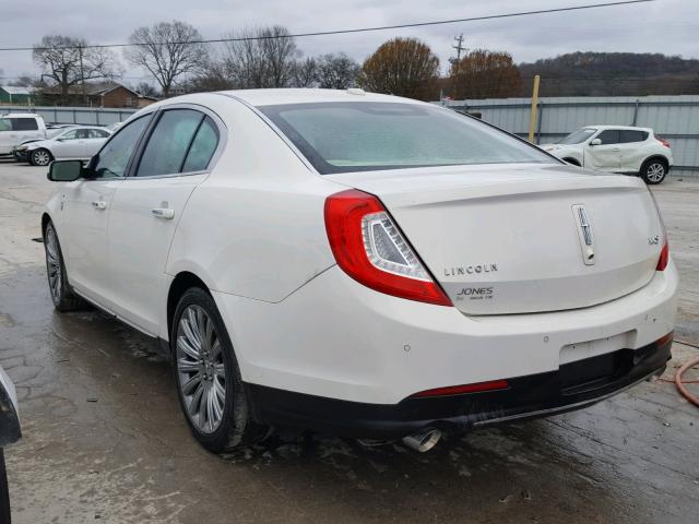 1LNHL9DK4DG605884 - 2013 LINCOLN MKS WHITE photo 3