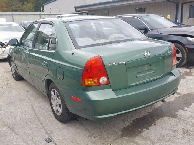 KMHCG45C95U664313 - 2005 HYUNDAI ACCENT GL GREEN photo 3