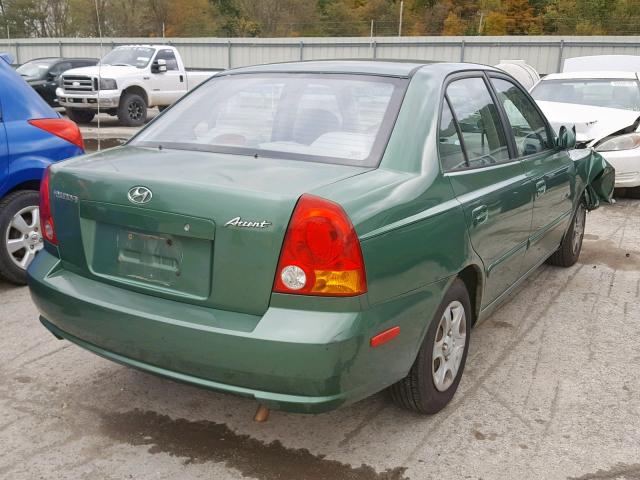 KMHCG45C95U664313 - 2005 HYUNDAI ACCENT GL GREEN photo 4