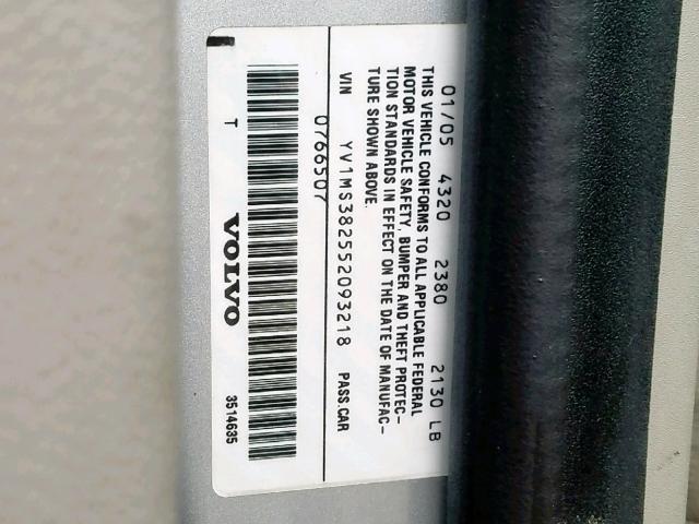 YV1MS382552093218 - 2005 VOLVO S40 2.4I SILVER photo 10