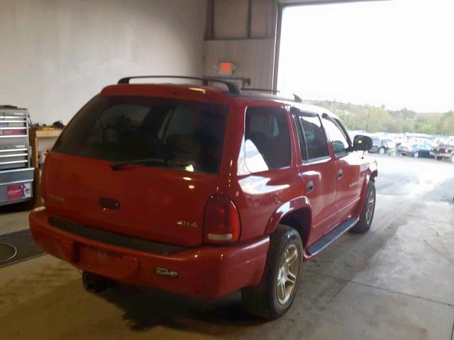 1B4HS28Z0YF250355 - 2000 DODGE DURANGO RED photo 4