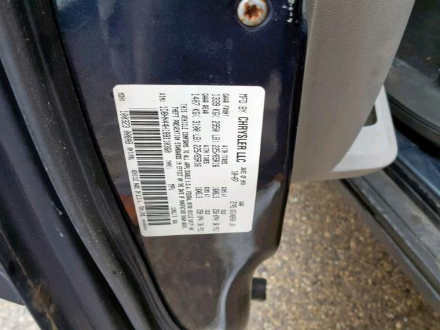 1D8HN44H18B110360 - 2008 DODGE GRAND CARA BLUE photo 10