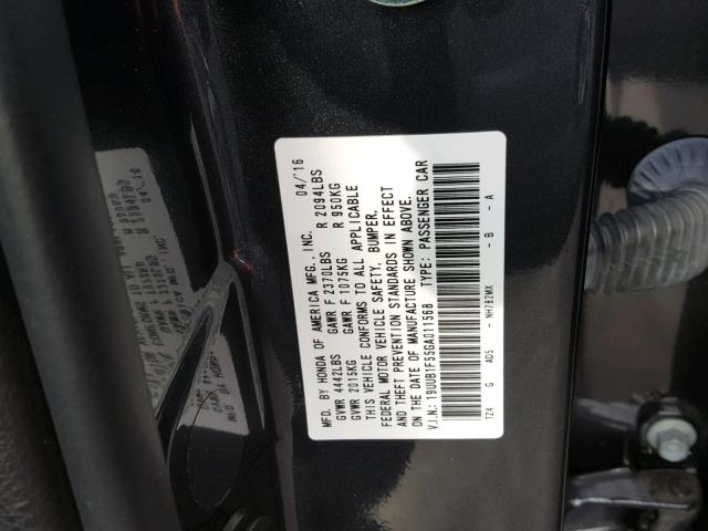 19UUB1F55GA011568 - 2016 ACURA TLX TECH GRAY photo 10