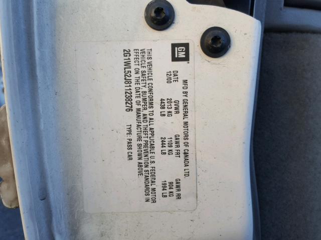 2G1WL52J811238276 - 2001 CHEVROLET LUMINA WHITE photo 10