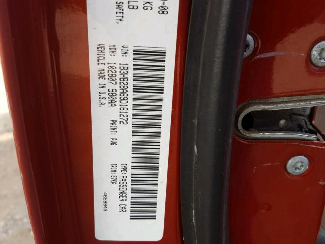 1B3HB28A69D161272 - 2009 DODGE CALIBER SE ORANGE photo 10