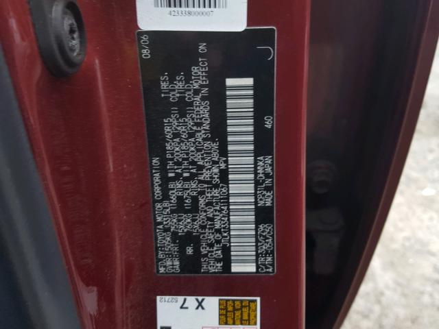 JTLKT334764111067 - 2006 TOYOTA SCION XB Қызыл фото 10