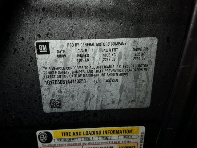 1G1ZB5EB1A4113550 - 2010 CHEVROLET MALIBU LS GRAY photo 10